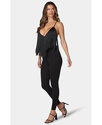 Bebe Women's Festival Fringe Neck Jumpsuit