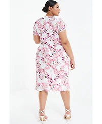 Quiz Plus Floral Scuba Crepe Wrap Maxi Dress