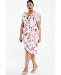 Quiz Plus Floral Scuba Crepe Wrap Maxi Dress