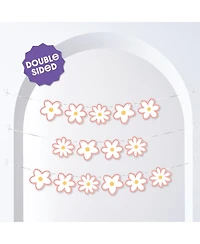 Pink Daisy Flowers Garland Banner, 30 Feet of Cord, 15 Daises