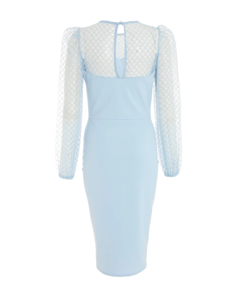 Quiz Women's Scuba Crepe/Mesh Sweetheart Midi Dress
