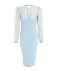 Quiz Women's Scuba Crepe/Mesh Sweetheart Midi Dress