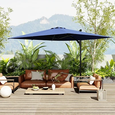 13 ft. Patio Umbrella Square Cantilever Umbrella, Outdoor Market Umbrella in Beige with 360° Rotation for Pool Lawn (without base )(with 365 day