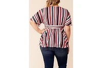 Kiyonna Plus Boulevard Short Sleeve Stripe Top