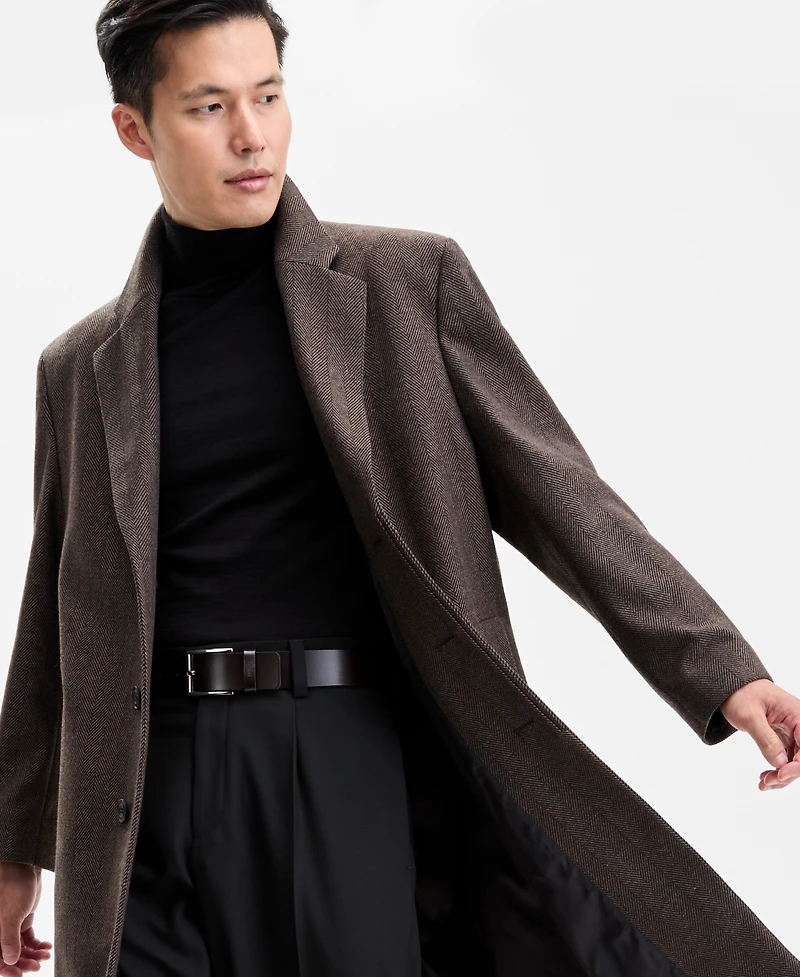 Hugo by Boss Men's Modern-Fit Herringbone Overcoat