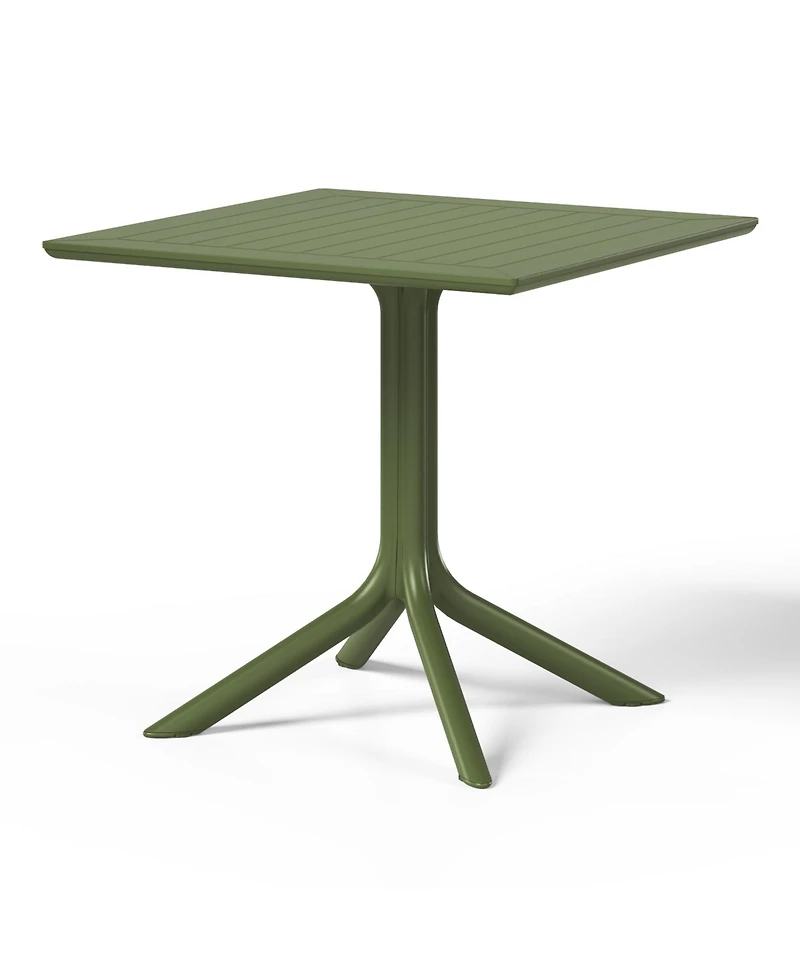 5-Piece Outdoor Resin Square Patio Dining Table Set with Stackable Chairs