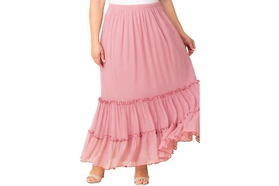 Kiyonna Plus Isla Tiered Mesh Maxi Skirt