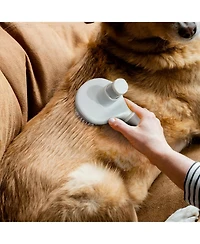 Ocean Plastic by Pt Beige Self-Cleaning Pin Slicker Brush, Retractable Head, Eco-Friendly Grooming Tool for Dogs and Cats