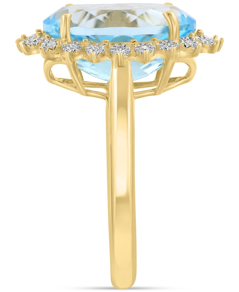 Effy Collection Diamond (1/10 ct. t.w.) & Sky Blue Topaz (6-1/2 ct. t.w.) Ring in 14K Yellow Gold