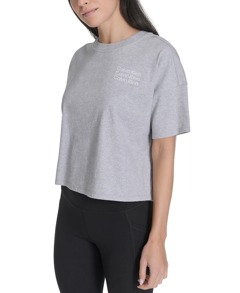 Calvin Klein Performance Women's Cotton Triple-Logo T-Shirt