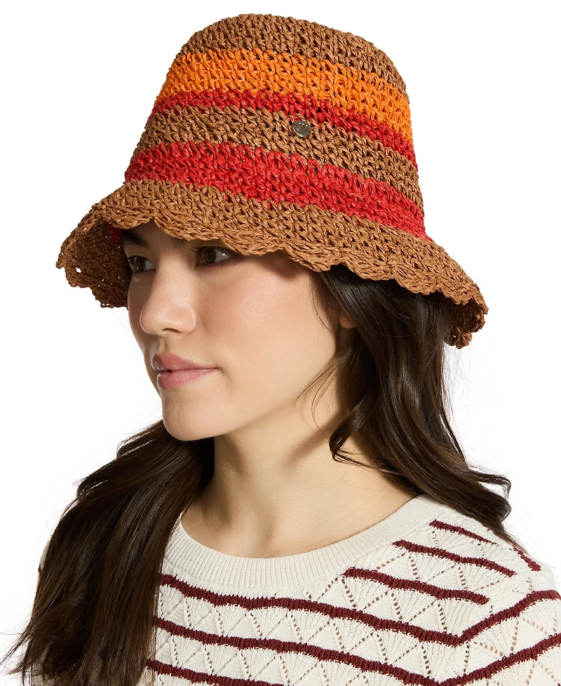 Steve Madden Scallop-Edge Crochet Striped Cloche