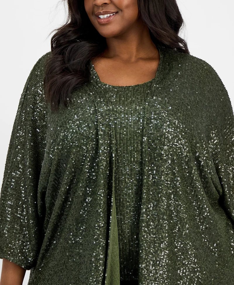Anne Klein Plus Sequinned 3/4-Sleeve Jacket