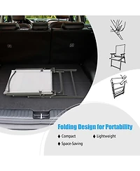 2 Pcs Patio Folding Portable Dining Chairs Metal Frame Armrests Outdoor