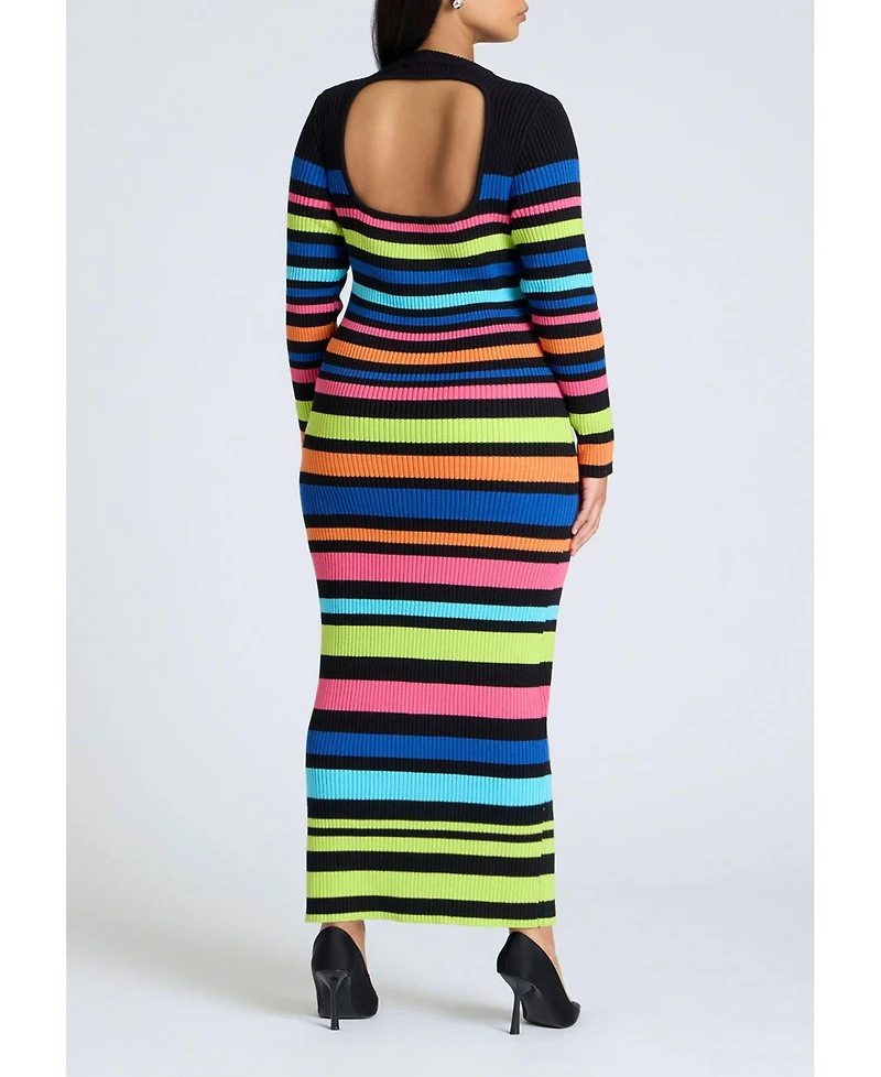 Eloquii Women's Variegated Stripe Maxi Dress