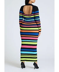 Eloquii Women's Variegated Stripe Maxi Dress