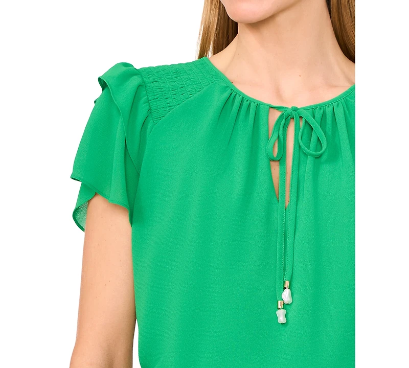 CeCe Women's Tie-Neck Tiered-Ruffle-Sleeve Blouse