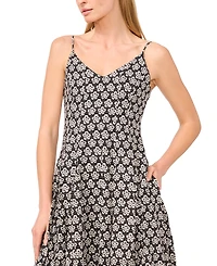 CeCe Women's Printed Sleeveless A-Line Midi Dress