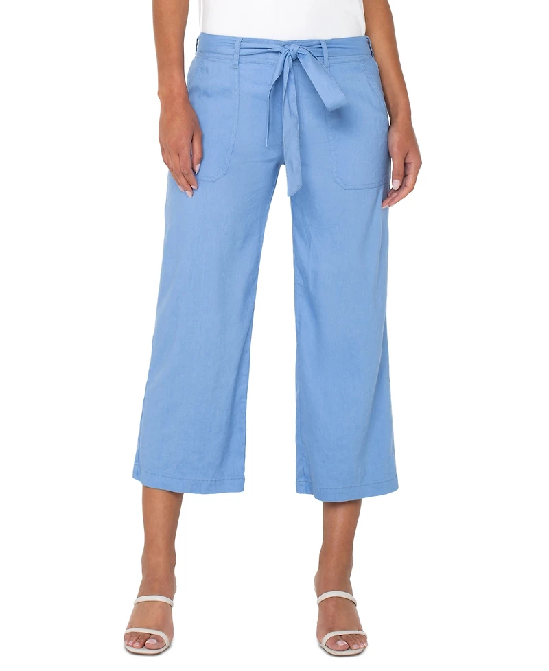 Liverpool Los Angeles Women's Belted Cropped Wide-Leg Pants