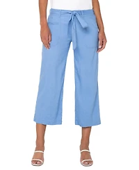 Liverpool Los Angeles Women's Belted Cropped Wide-Leg Pants