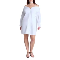 Eloquii Women's Off The Shoulder Poplin Mini Dress