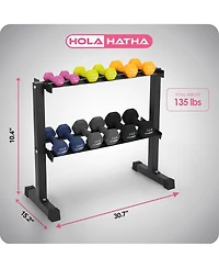 HolaHatha 106 Pound Neoprene Dumbbell Strength Training Weight Set with Rack