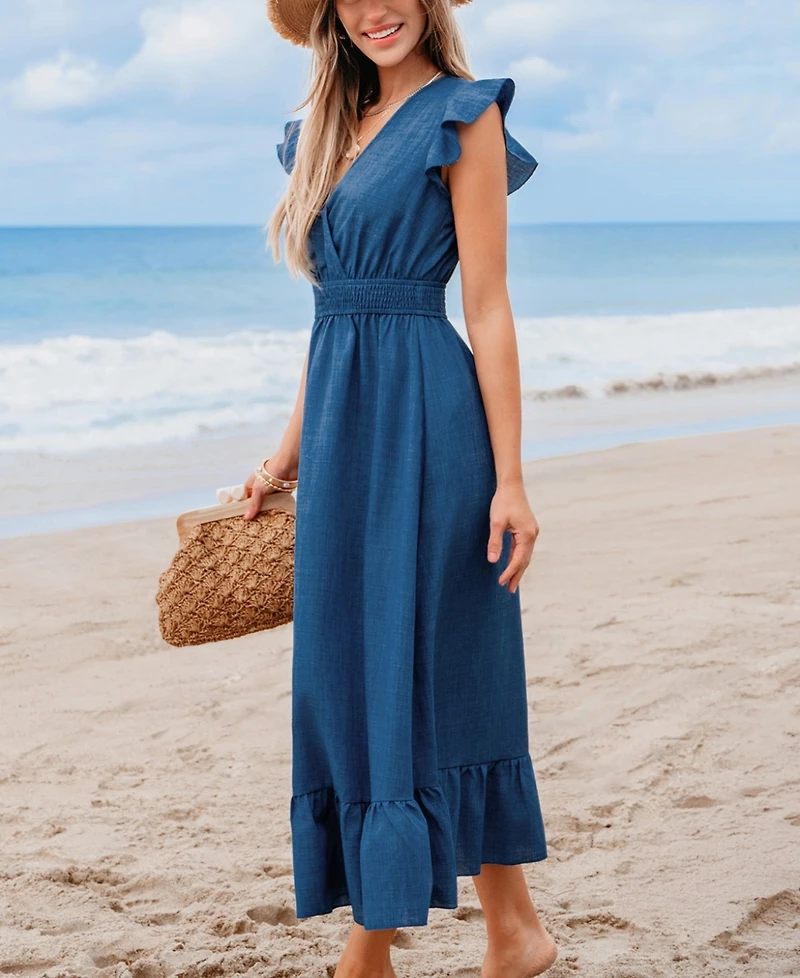 Cupshe Women's Country Charm Blue Midi Beach Dress