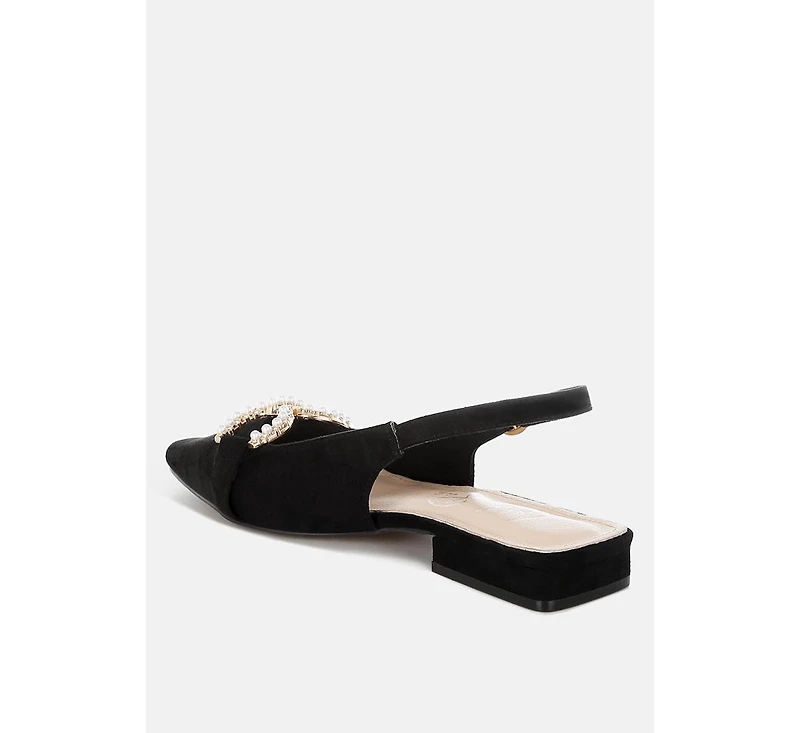 Salova Pearl-Studded Horsebit Flats