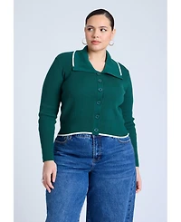 Eloquii Women's Oversized Collar Ribbed Sweater