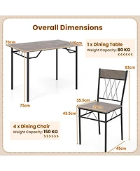 5-Piece Dining Table Set for 4 with Kitchen and Chairs