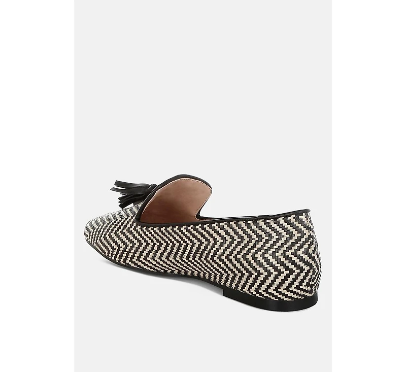 Dara Raffia Tassels Detail Loafers