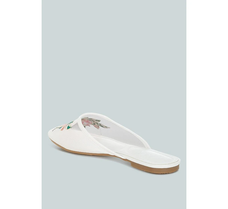 Shara Floral Embroidered Mesh Mules