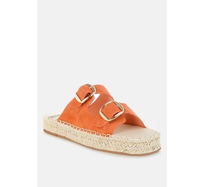 Kuopa Genuine Soft Leather Espadrille Flatform Sandals