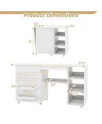 Multifunctional Folding Sewing Machine Craft Station with Storage Shelves