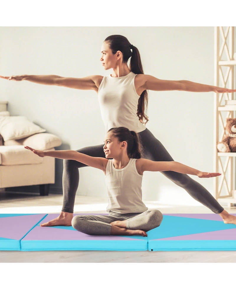 4-Panel Pu Leather Folding Exercise Gym Mat with Hook and Loop Fasteners