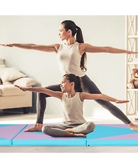 4-Panel Pu Leather Folding Exercise Gym Mat with Hook and Loop Fasteners