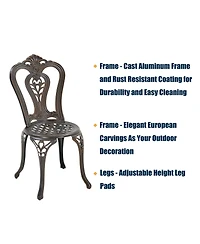 Patio Bistro Set of 3 Table and Chairs Outdoor Dining Chairs, Bronze