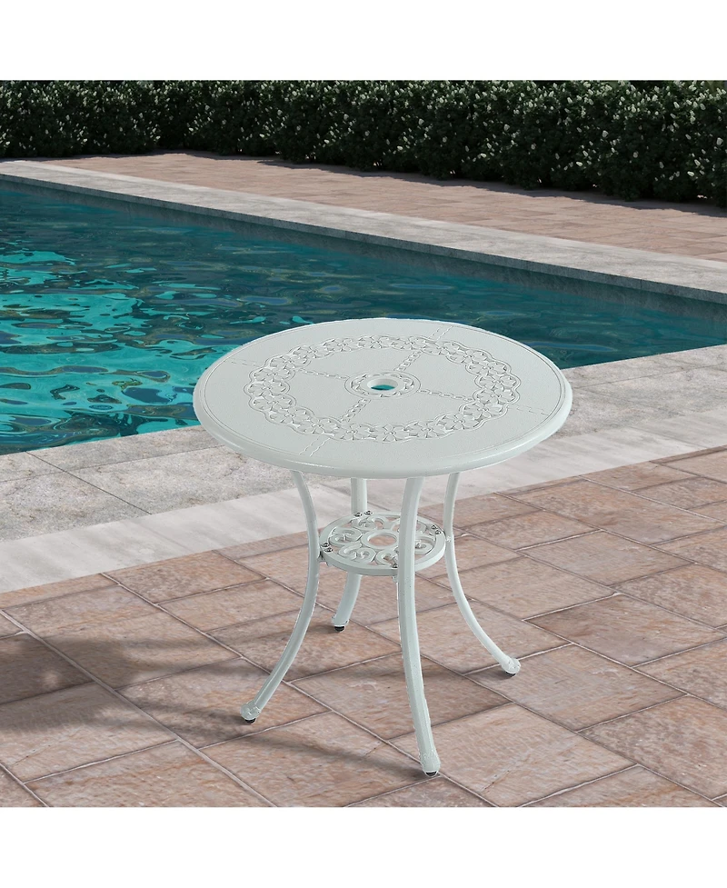 25 Inches Outdoor Bistro Table with Umbrella Hole Cast Aluminium Patio Dining Table Outdoor Round Bistro Table, Bronze