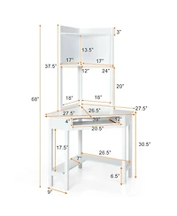 Corner Computer Desk with Hutch and Storage Shelves