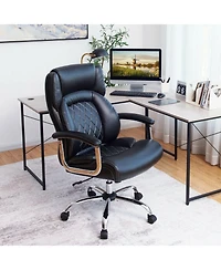 Height Adjustable Big and Tall Office Chair Computer Desk with Metal Base
