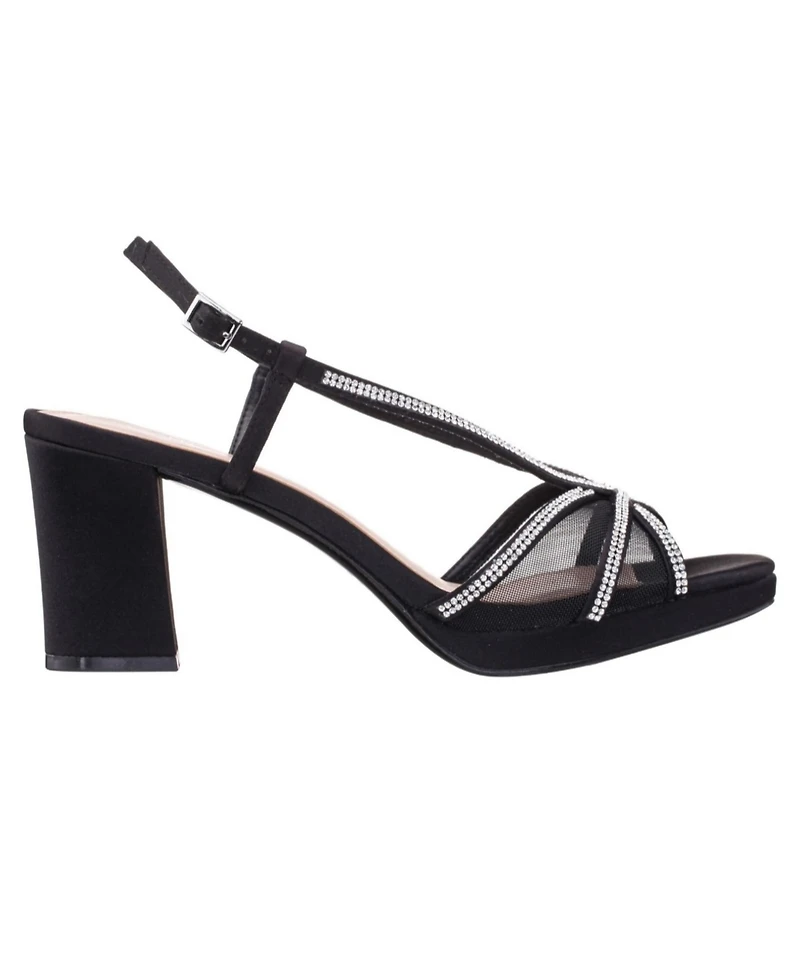 Nina Women's Bonney Rhinestone Square Toe Dress Sandals