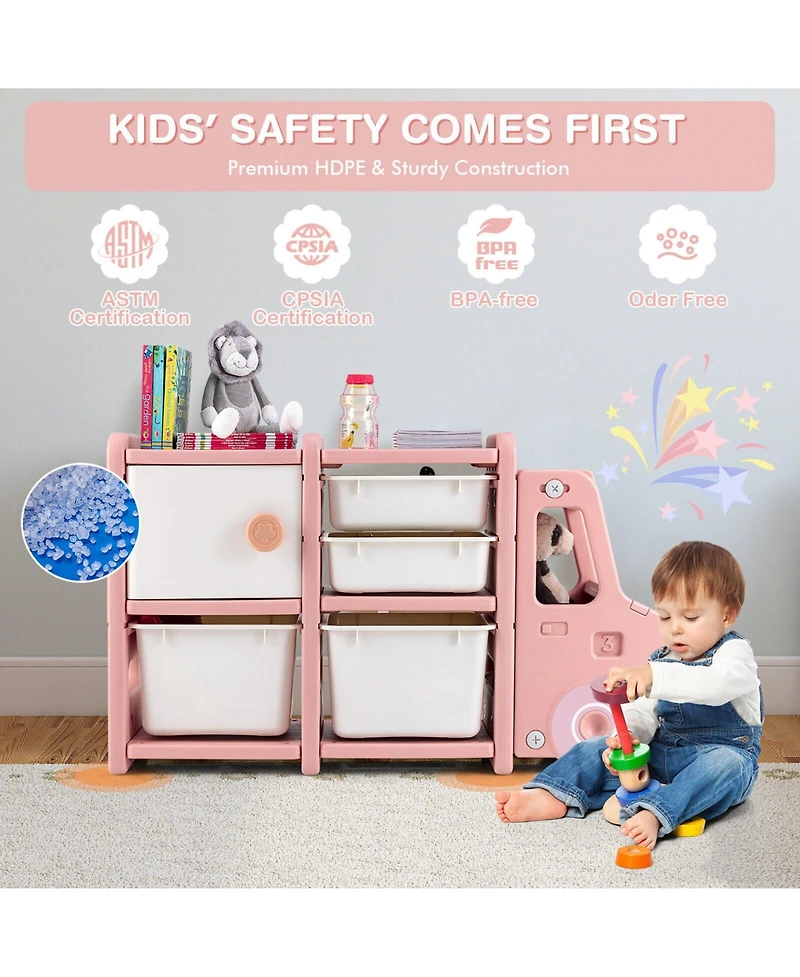 Toddler Truck Storage Organizer with Plastic Bins