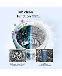7.7 lbs Compact Full Automatic Washing Machine with Heating Function Pump