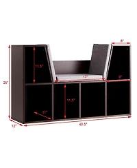 6-Cubby Kid Storage Bookcase Cushioned Reading Nook