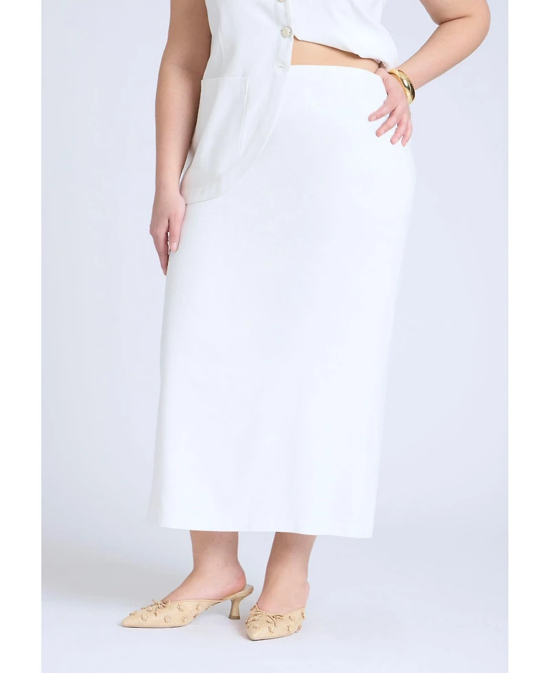 Eloquii Women's Linen Blend Column Skirt