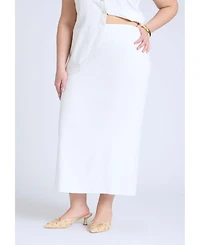 Eloquii Women's Linen Blend Column Skirt