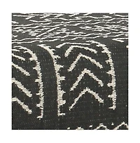 Tribal Pattern Upholstered Ottoman with X-Shape Legs for Stylish Seating & Storage