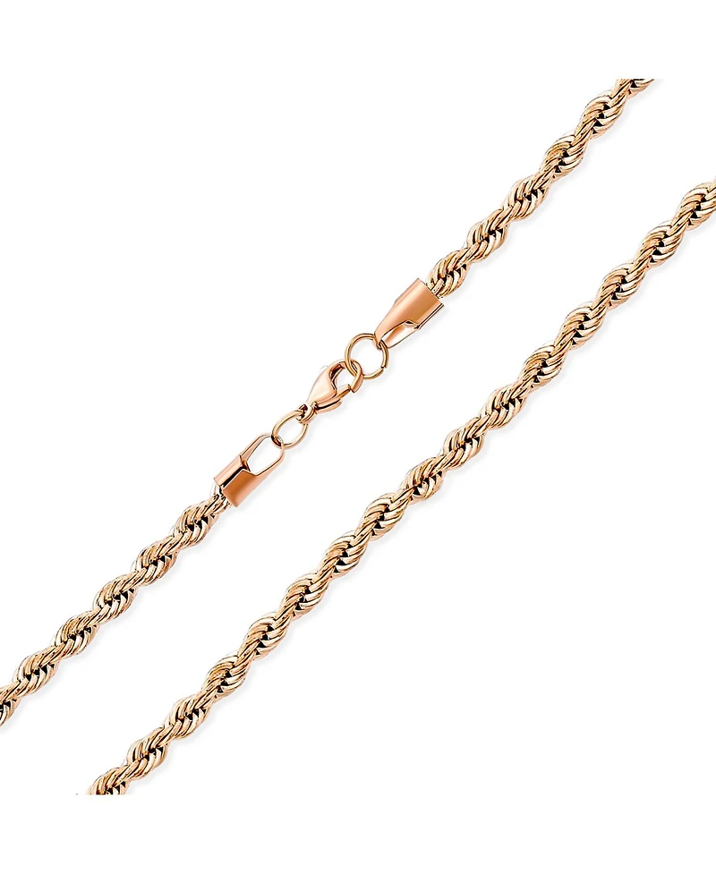 Bling Jewelry Rose Gold Tone Rope Chain 5MM Necklace Stainless Steel