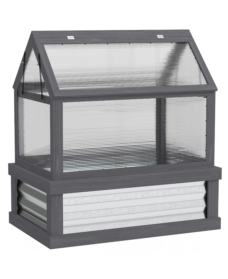 Outsunny Raised Garden Bed with Wooden Cold Frame
