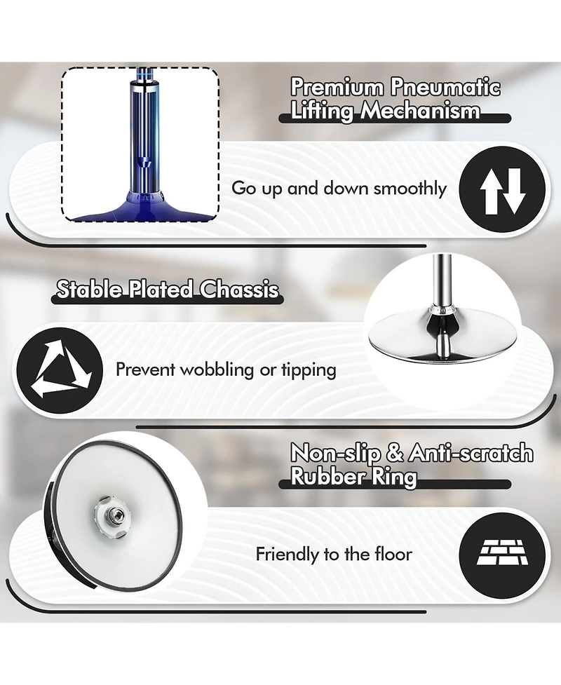 Adjustable 360° Swivel Storage Vanity Stool with Removable Tray