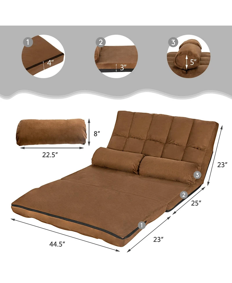 6-Position Foldable Floor Sofa Bed with Detachable Cloth Cover